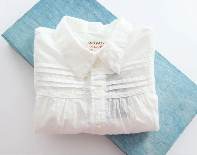 Wholesale 5pcs/lot 2015 Spring Baby Girls White Shirts Girls Embroidery