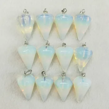 

opal natural stone pendulum Cone Pendants Stone charms fashion pendant for jewelry making 12pcs/lot free shipping Wholesale