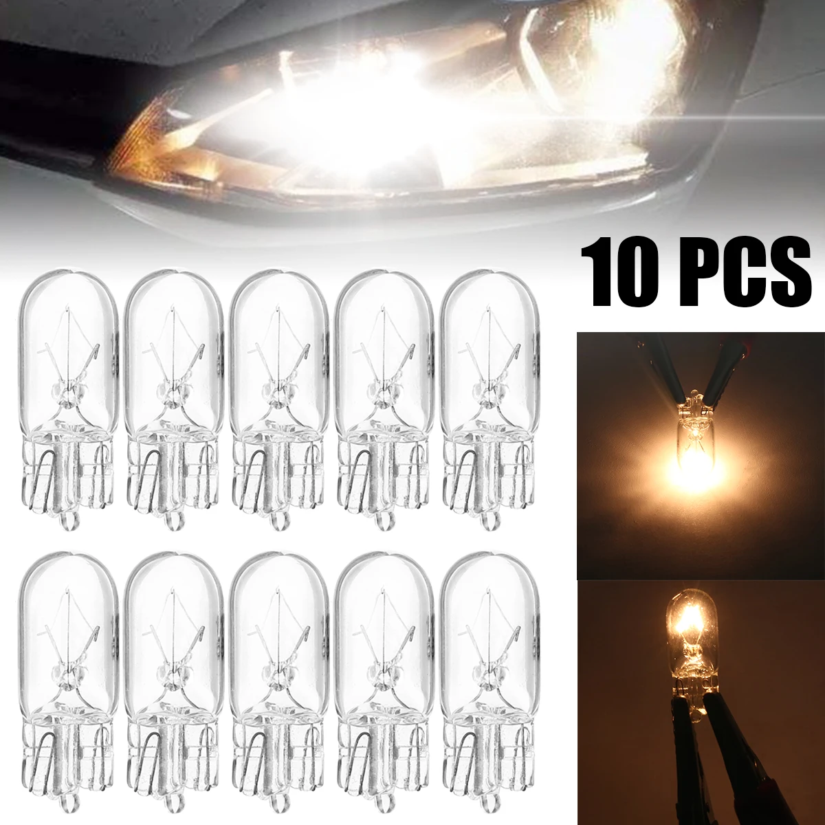 10pcs T10 194 168 W5W 5W 12V Car Halogen Signal Interior Light Lamp Bulb 3000K Warm White Car Signal Interior Light