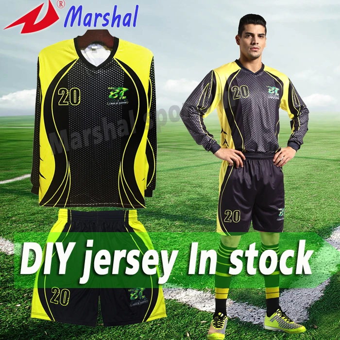

Thailand Quality Soccer Uniform Set 100% Full Sublimation Long Sleeve Soccer Jersey Customized professional wholesale free