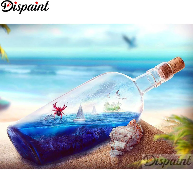 

Dispaint Full Square/Round Drill 5D DIY Diamond Painting "Beach drift bottle" 3D Embroidery Cross Stitch Home Decor Gift A12780