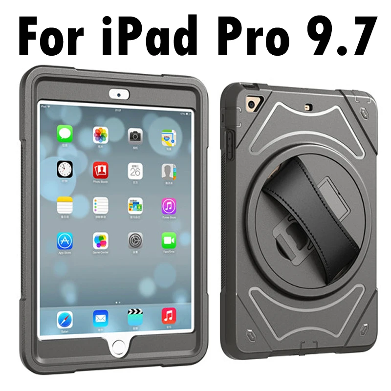 For Apple iPad Pro 9.7 2016 Full Body Hand Belt Holder Armor Anti Knock