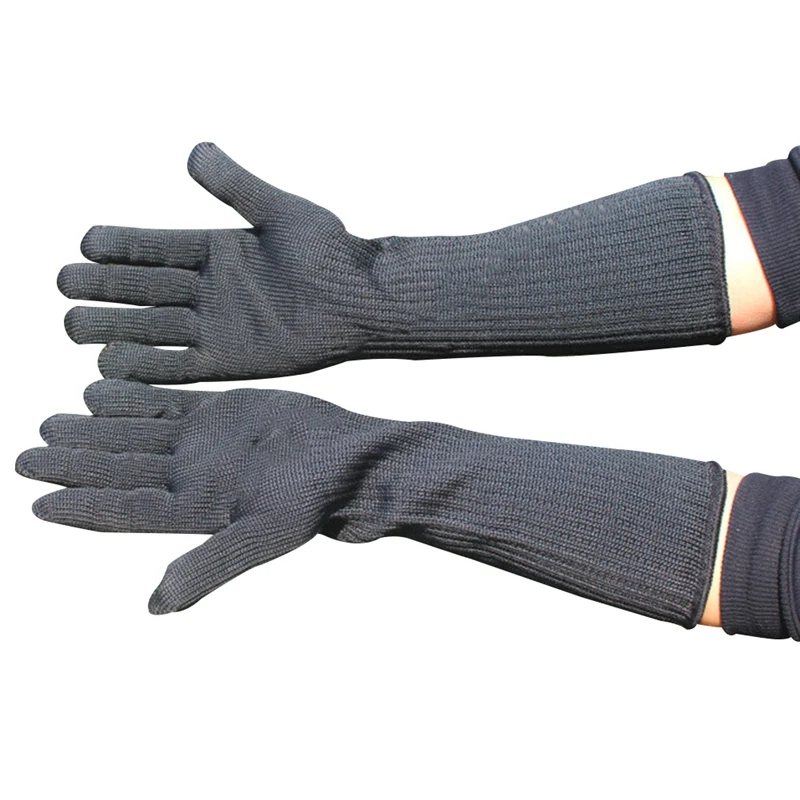 

Long Cut Resistant Working Gloves With Stainless Steel Wire Protective Safety Gloves Metal Tactical Butcher Steel Glove