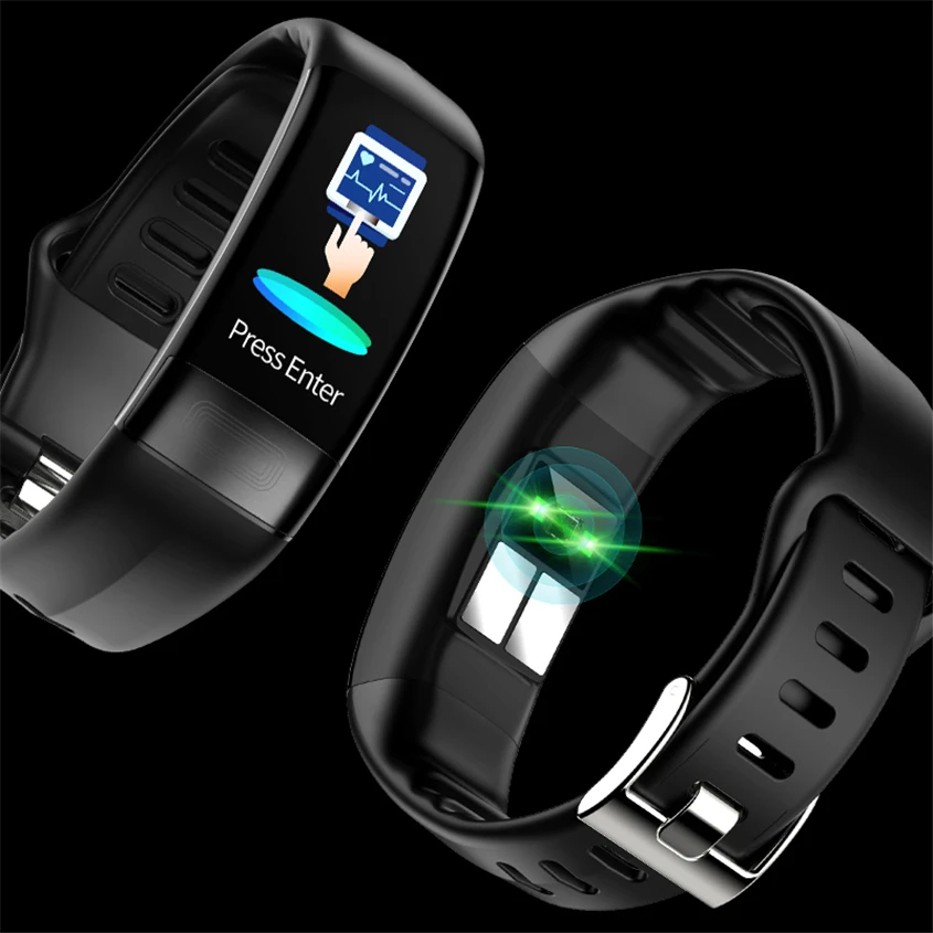 P11 ECG+PPG Smart Band Blood Pressure HR Monitor Smartband Fitness Tracker Watch Pedometer Smart Bracelet For IOS Android phone Smartwatches cb5feb1b7314637725a2e7: Black|Blue|Red