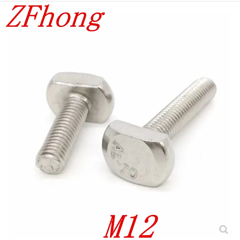 

5pcs/lot m12*20/25/30/35/40/50/60/70/80/90/100 stainless steel T bolt T screw Square bolts T-head screw chute T-bolt