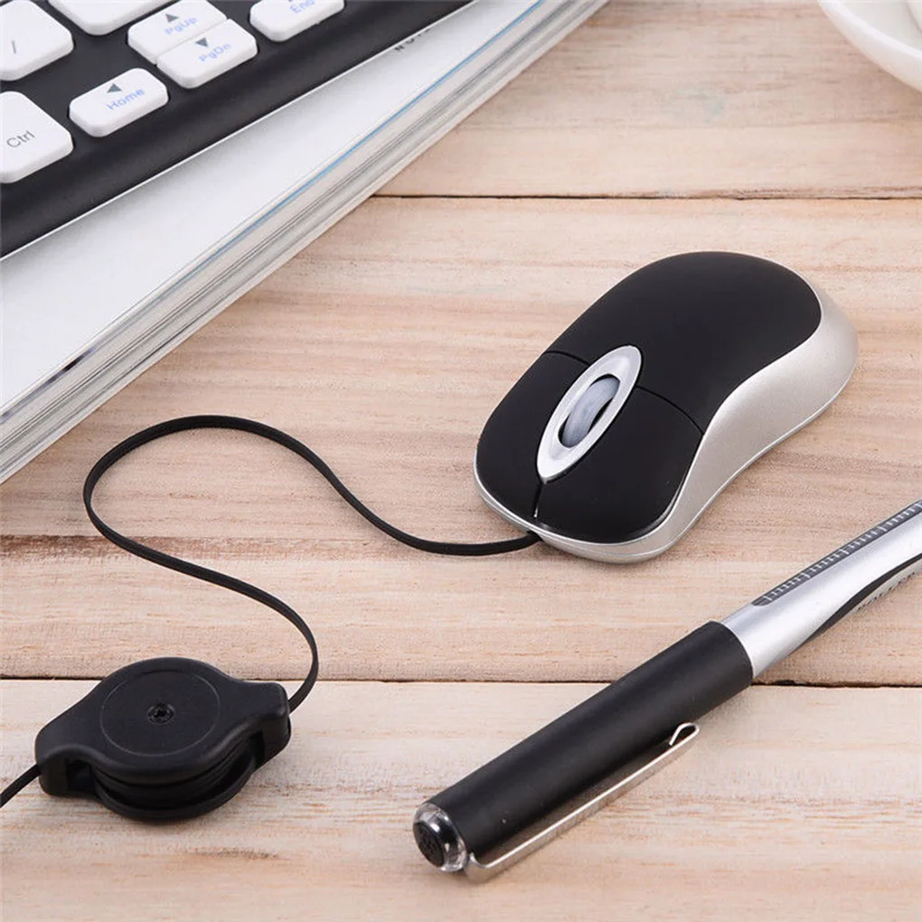 Милая Проводная мини мышь с выдвижным USB кабелем эргономичная игровая для офиса