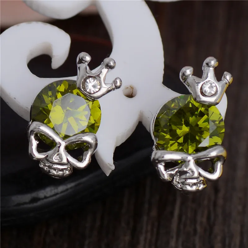 

H:HYDE Skull with Crown Stud Earrings Multicolor Earring pendientes Crystal Rhinestone Jewelry bijouterie