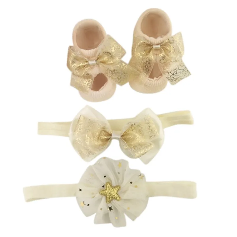 Носки для новорожденных из 3 предметов Подарочные Милые носки для маленьких девочек с бантиком и цветочным принтом подарок на Рождество и день рождения, носки принцессы - Цвет: A7