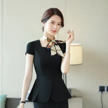 

Fashion Slim Summer Blazers With Scarf Women Jackets Coat OL Styles For Ladies Office Work Wear Female Tops Clothes Outwear