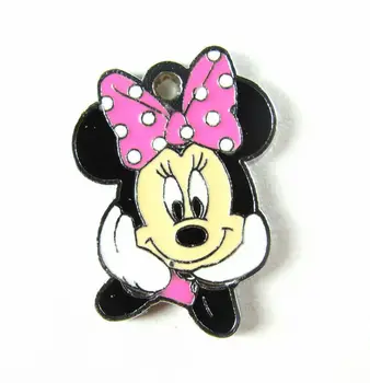 

Free shipping 50 X cute pink bowknot minnie head Metal Zinc Alloy Enamel Charms Pendants Jewelry Crafts Making DIY