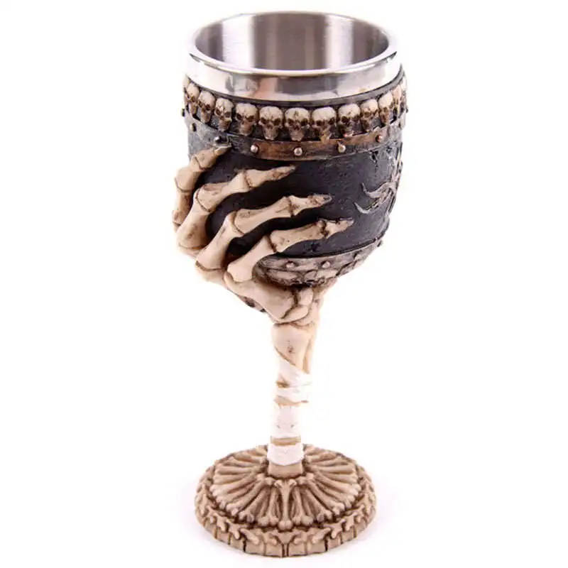 Gothic Resin Stainless Goblet Horror Cup Skull Goblet Cocktail Glasses