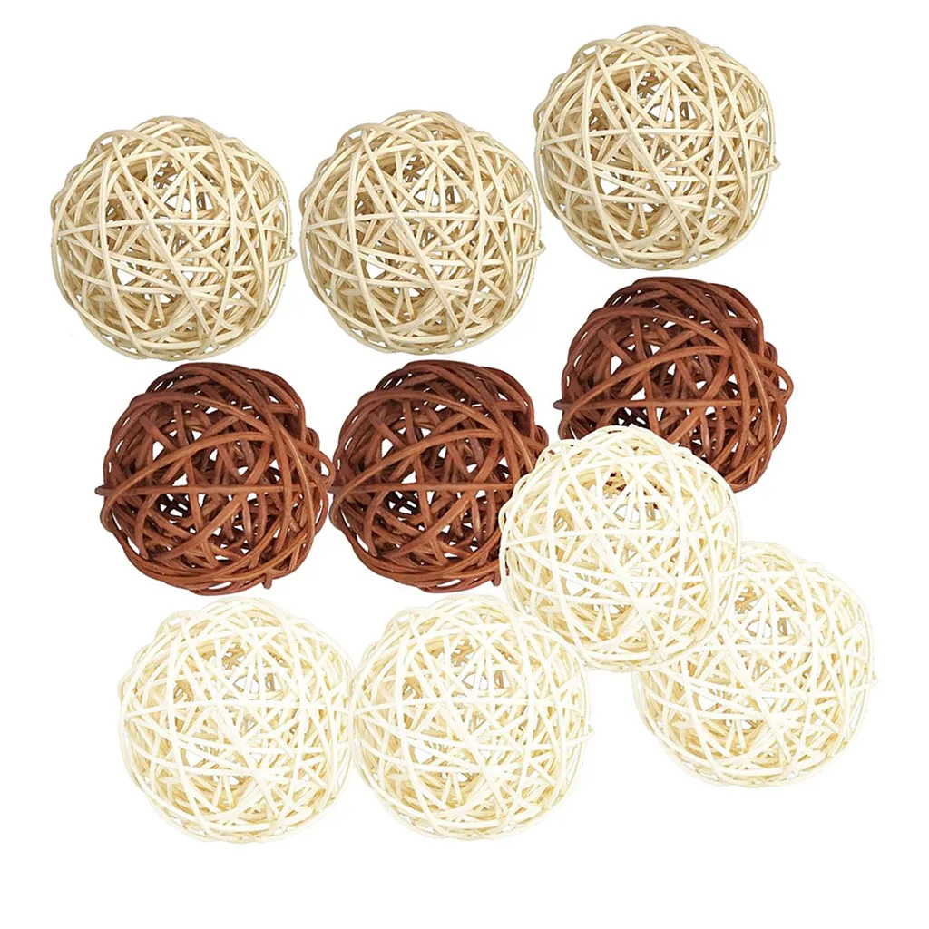 10pcs Mix Color Wicker Rattan Ball Table Wedding Ornament Vase Fillers 5CM