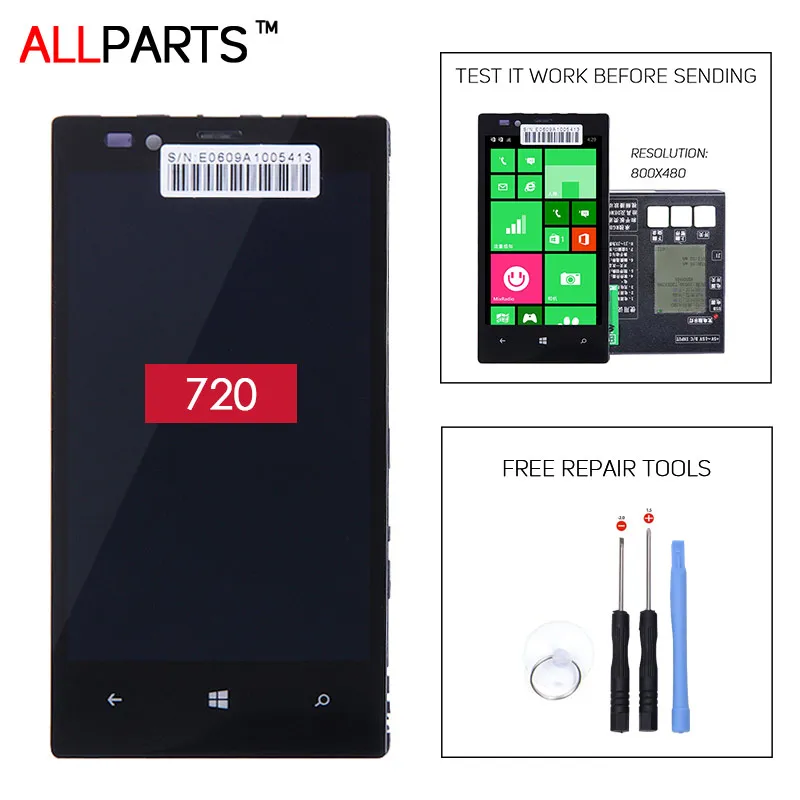 

Original 800x480 IPS 4.3'' LCD For NOKIA Lumia 720 Display Touch Screen With Fame Digitizer For NOKIA Lumia 720 Display