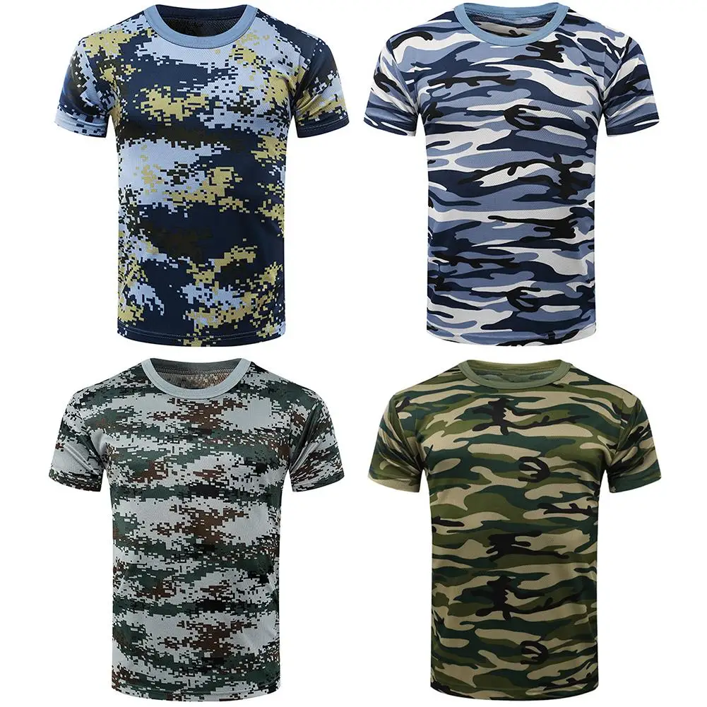 

Hot Students Unisex Summer Camouflage Military Combat T-Shirt Short Sleeve Blouse