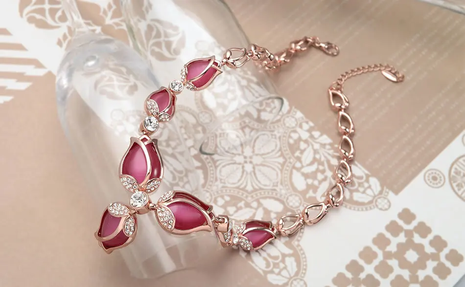 Viennois Ювелирные наборы для женщин, модное розовое золото, цветок тюльпана, ожерелье, серьги, набор