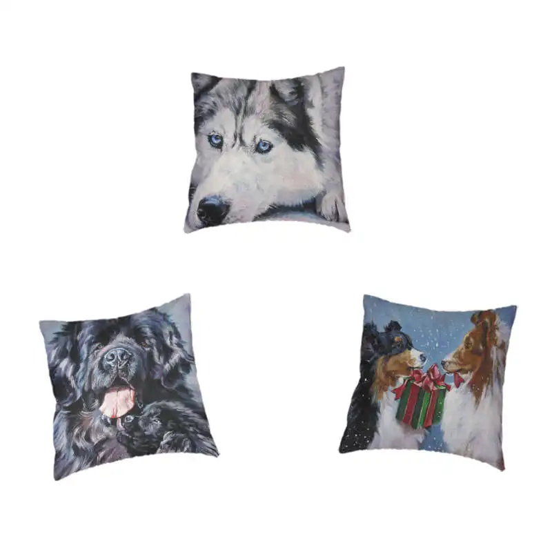 

2018 Hot Cute Animal Dog Pattern Cushion Cover Alaska Husky Dog Teddy Peach Skin Material Home Office Sofa Decorative Pillowcase