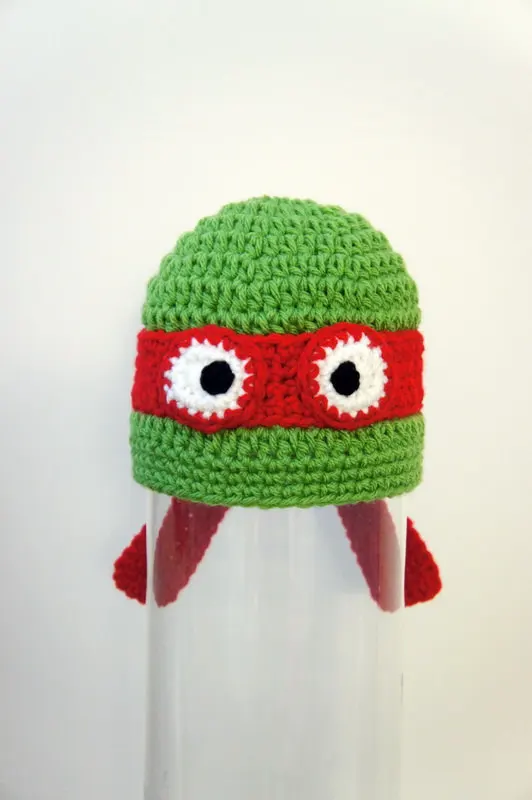 baby Turtles Hat, Raphael Ninja Hat, TMNT, Crochet Baby Hat, Animal