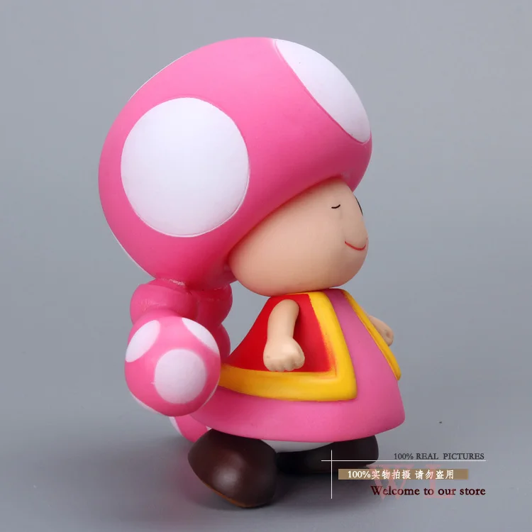 Free Shipping Super Mario Bros Figures Mushroom Toadette PVC Action Figure Model Toy Doll 3.5\