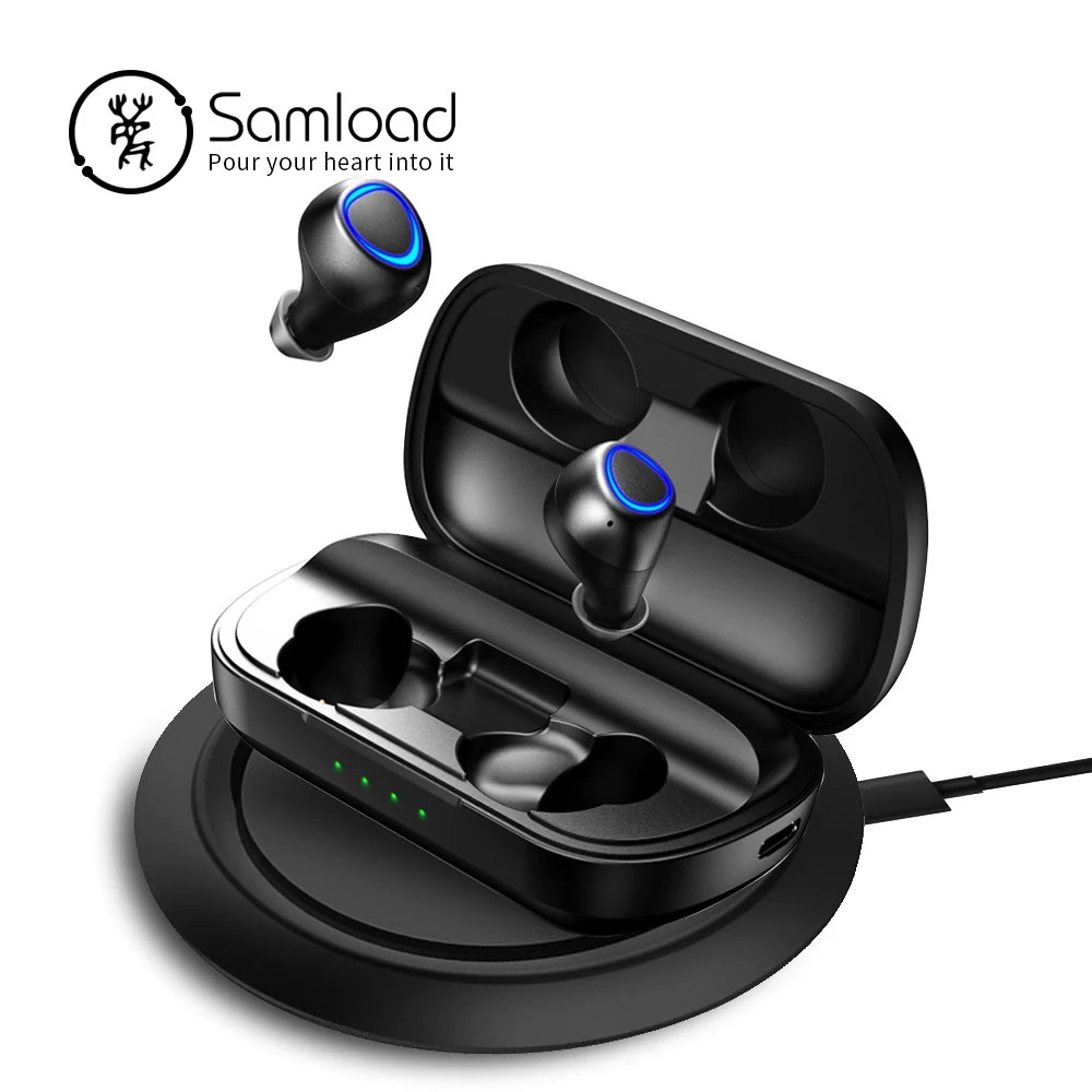 

True Wireless Stereo Headphones IPX7 Bluetooth 5 Earbuds Support Wireless Charging Pad with 2600Mah Charging box for iOS Android