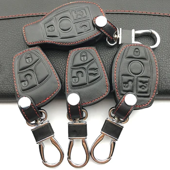 

100% leather car key case car-covers For Mercedes Benz W124 W202 W203 W210 W211 W204 W205 AMG Key cases car keys accessories