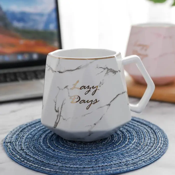 Скандинавская кружка с мраморной текстурой керамическая большая кофейная чашка для питья чая E2S