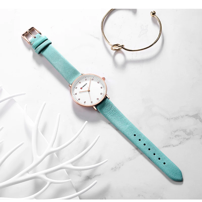 CURREN Relojes Para Mujer Quartz Womens Watches Simple Casual White Ladies Wrist Watch Female Leather Clock Gift Zegarek Damski