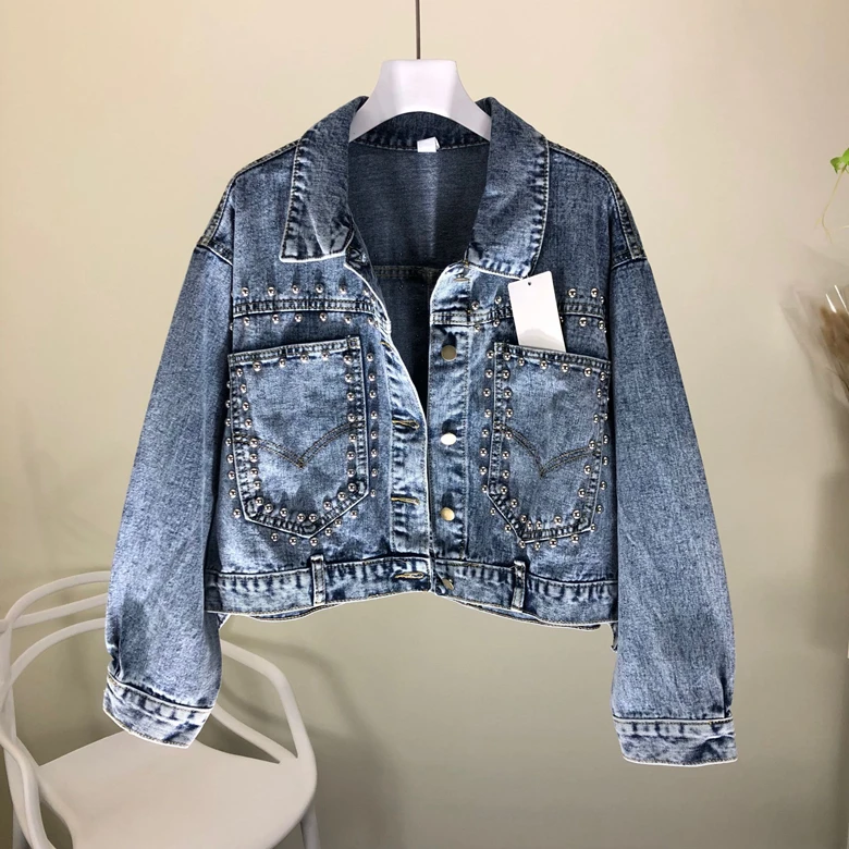 Lâche Printemps Nouveau En Han Clouer Poche Paragraphe Veste Lourd Femmes Édition De Chart Jean Bref 2019 See Mode Manteau rrwFdZ