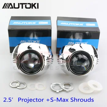 

Autoki 2017 Update Car Styling Automobiles Mini 2.5 inch HID Bi xenon Headlight Projector Lens +S-Max Mask Use H1 Bulbs Lamp