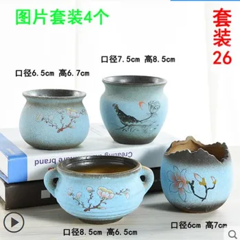 

4pcs Succulent Pot Bonsai Pot Flower Pot Succulent Plant Planter Resin Flowerpot Home Garden Decor