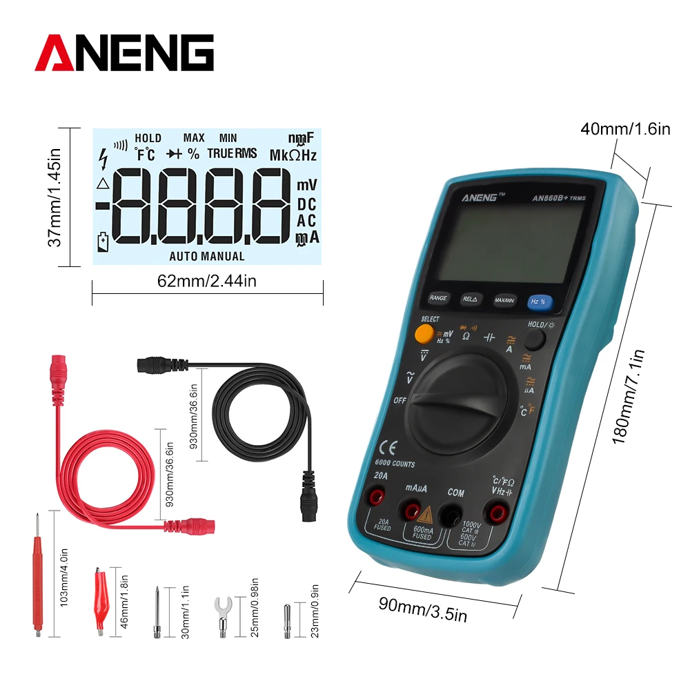

AN860B Digital Multimeter Voltage Ammeter Frequency Current Ohm Tester