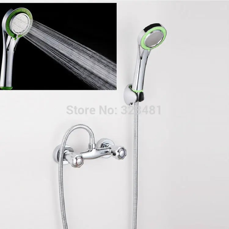 Massage Handheld Shower Set Europe Double Handle Shower Faucet Hot