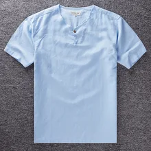 Повседневное свободные небольшой воротник льняная рубашка Для мужчин Camisa Социальные тонкий Костюмы футболка с коротким рукавом Для мужчин S Лето-осень Для мужчин рубашки
