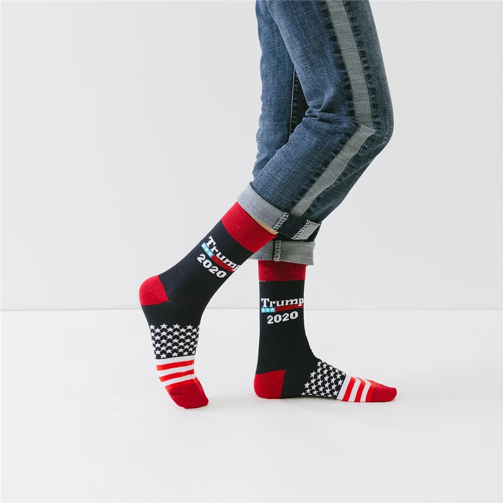 Мужские модные хлопковые носки на высоком каблуке TRUMP персонализированные надписи повседневные спортивные носки американские носки с