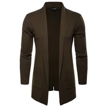 Осенние новые мужские трикотажные однотонные свитеры кардиган мужской трикотаж длинный Повседневный модный свитер 2 цвета