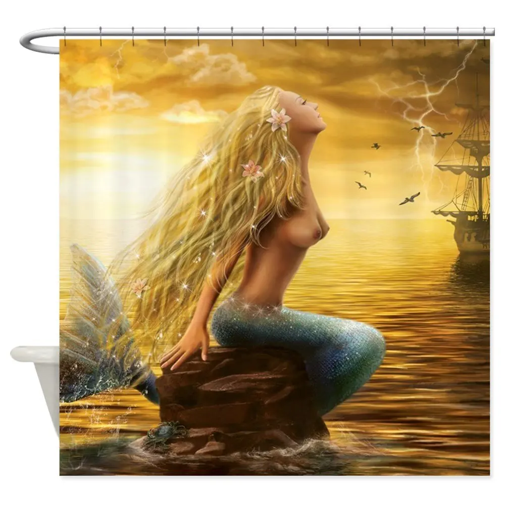 

Golden Mermaid - Decorative Fabric Shower Curtain (69"x70")