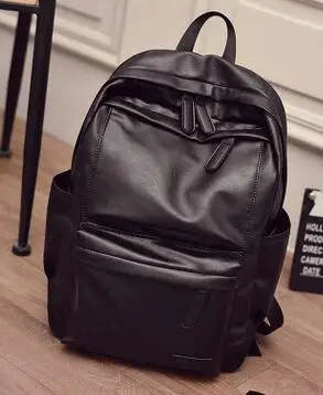 Новая Корейская мужская сумка через плечо, трендовая Ретро Мужская сумка из искусственной кожи, модный рюкзак для отдыха и путешествий, вместительный рюкзак - Цвет: Черный