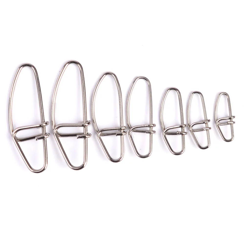 50pcs/bag Stainless Steel Connector Fast Clip Lock Snap Swivel Safety Snaps fishing lure tools pesca hook grip swivel metal