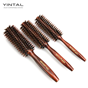 

1 Pcs Antistatic Heat Resistant DIY Boar Bristle Hair Curl Brush Salon Wooden Round Hairdressing Hairbrush 3 Size Available