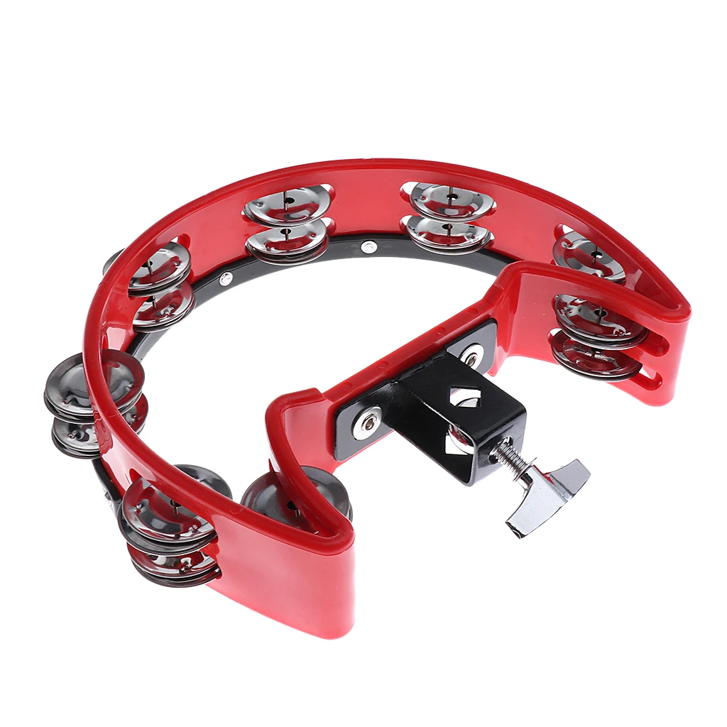 Tambourine Rattle Percussion with Clip Holder for Stage Performance Accompaniment