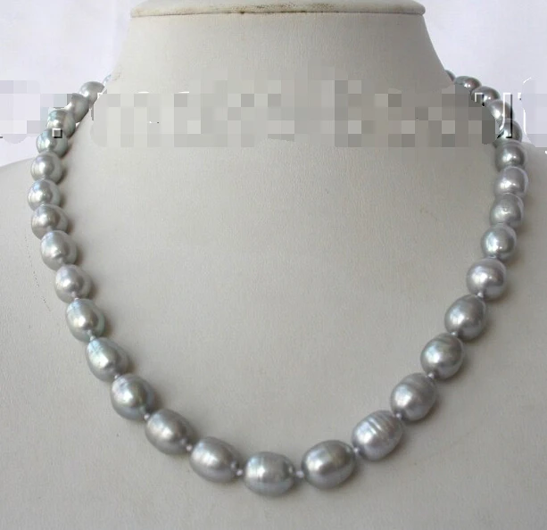 

>>>> stunning 12mm baroque gray freshwater cultured pearl necklace h145
