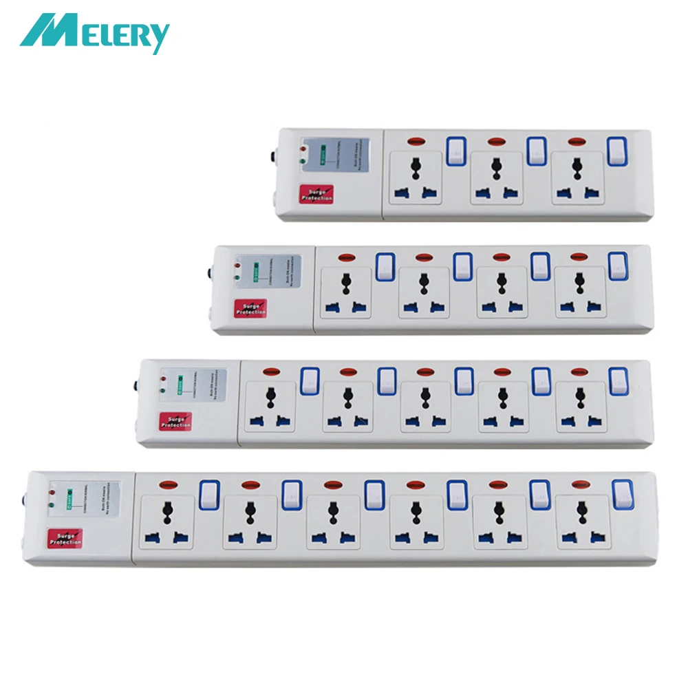 

Power Strip 3/4/5/6 AC Universal Outlets Plug 3m/9.8ft Extemsion Cord Individual Switched Overload Protection 2500W 10A Socket