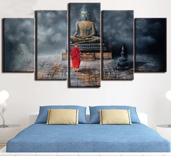 

Full DIY 5D Diamond Painting Buddha statue 5 pcs Cross Stitch Diamond Embroidery Patterns rhinestones 3d Diamond Mosaic triptych