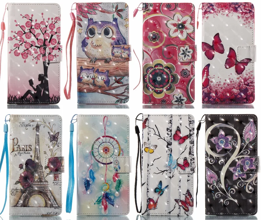 ل سامسونج a5 a3 2017 2016 حالة 3d بلينغ libro الفن الطلاء خزانة pu فليب جلدية الغلاف SM-A520 A510 a320 a310 الهاتف حالة