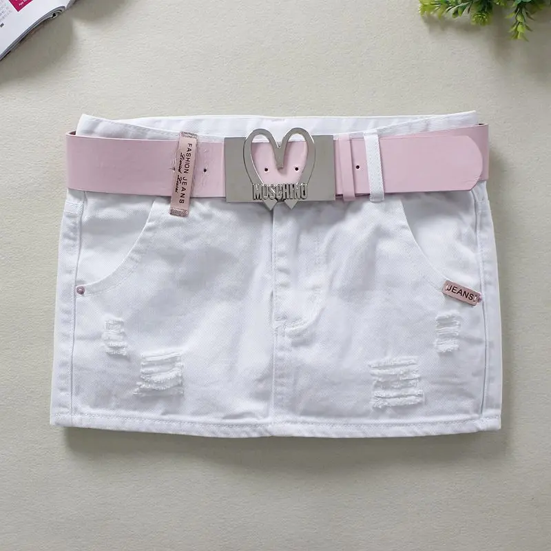 Летние белые женские джинсовые юбки H-style сексуальные эластичные узкие юбки-карандаш хлопок выше колена джинсовые мини-юбки 2985 - Цвет: Белый