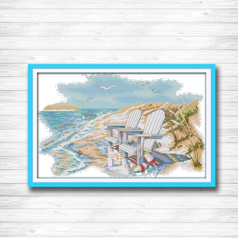 

A quiet beach seagulls birds decor painting dmc 14CT 11CT counted cross stitch Needlework Set Embroidery kits Home decor