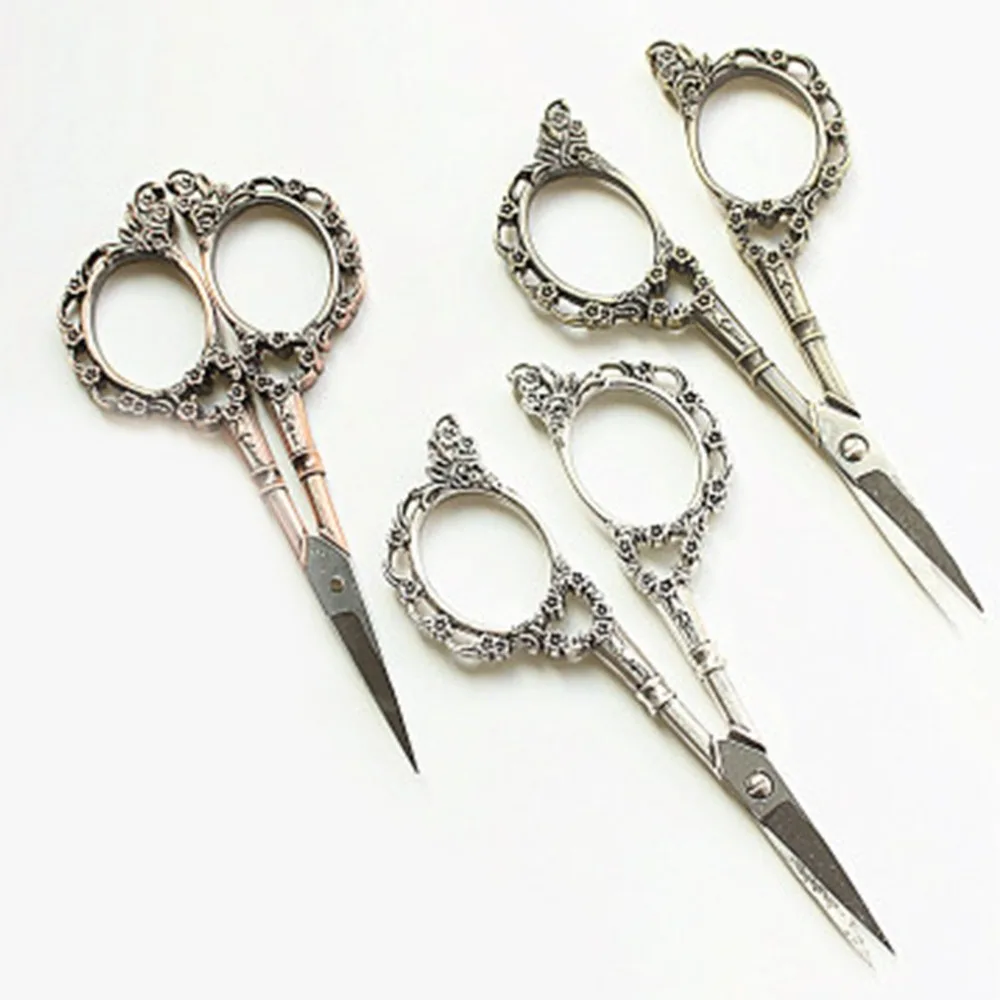 1pc Vintage Sewing Scissors Flower Pattern Dressmaker Shears Scissors