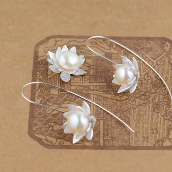 

S925 silver wiredrawing craft female Natural Freshwater Pearl Pendant Earrings Gift Set