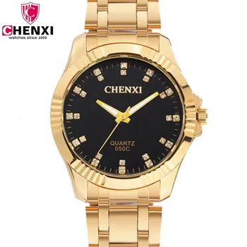 

CHENXI Clock Gold Fashion Men Watch Full gold Stainless Steel Quartz Watches Wrist Watch Wholesale Gold Watch Men PENGNATATE