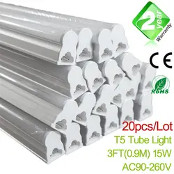 Бесплатная доставка 20 шт./упак. 3ft (900 мм) 15 Вт T5 LED Light Tube 1350LM 2 года гарантии SMD2835 Epistar integrated T5 лампа