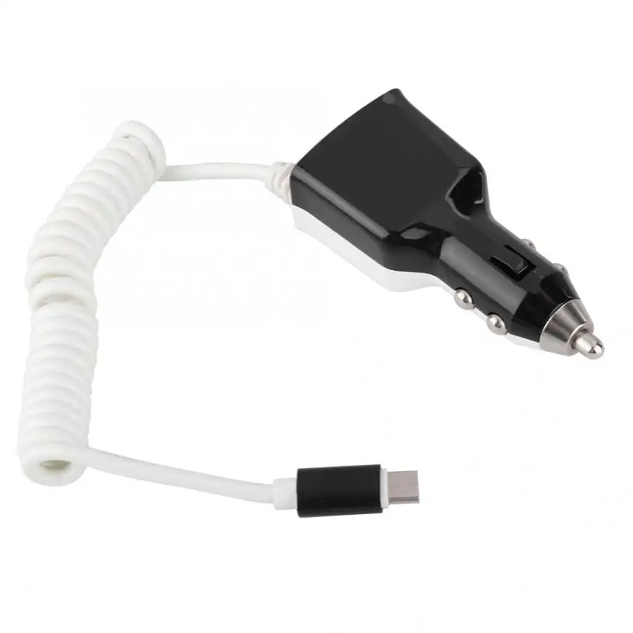 EC71 Type-C 3-port Car Charger for Mobile Phone Black and White | Электроника